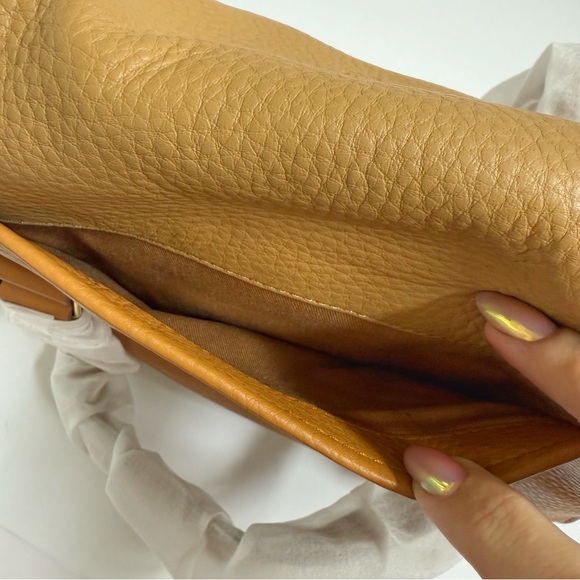 FOSSIL CAMEL TAN BROWN 2 TONE LEATHER ZIPPER CLOSE PRESTON SATCHEL TOTE BAG - Picture 10 of 13